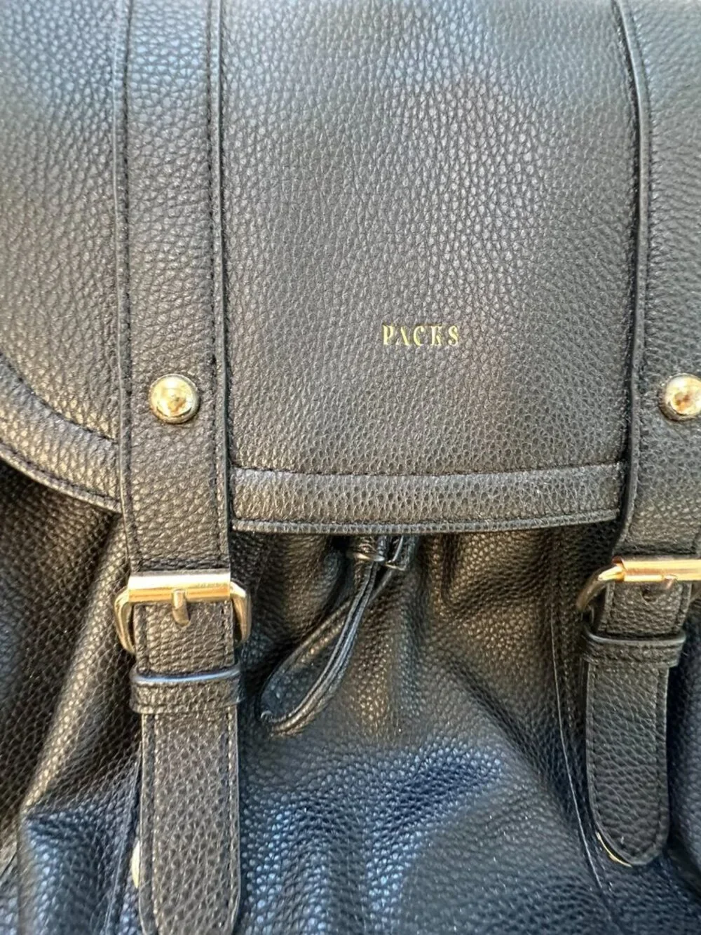 Packs Travel Black and Gold Vegan Leather Camden Backpack (Originally $140)